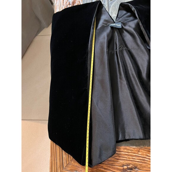 Vintage Giorgio Armani Black Velvet Bolero Shrug Satin Liner W/Studded Signature - Picture 7 of 11